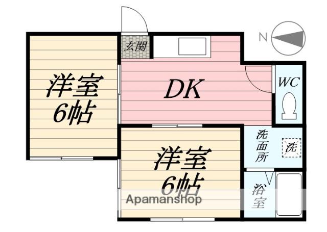 ミツミハイム(2DK/1階)の間取り写真
