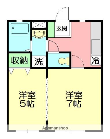 ハウスA(2K/1階)の間取り写真