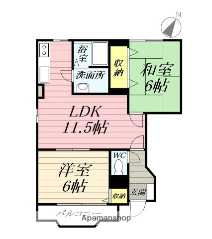 フレイジェⅠ(2LDK/1階)の間取り写真