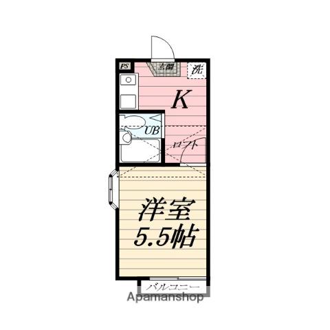 RARA東海大学前NO2(1K/1階)の間取り写真