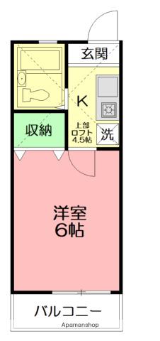 ラベンダー湘南Ⅲ(1K/2階)の間取り写真