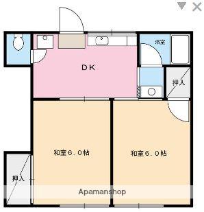 芦谷シオン(2DK/2階)の間取り写真