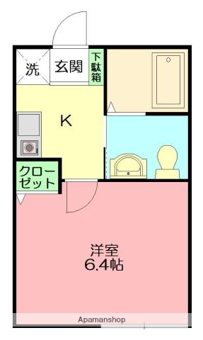 グリシーヌ・アイン(1K/2階)の間取り写真