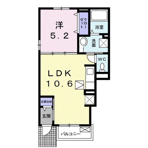 アリエッタ(1LDK/1階)の間取り写真