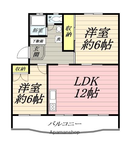 シャトルⅠ(2LDK/4階)の間取り写真
