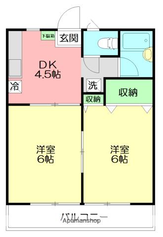 コーポラス石井(2DK/2階)の間取り写真