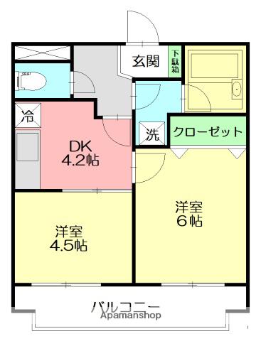 ACEパレス1(2DK/4階)の間取り写真