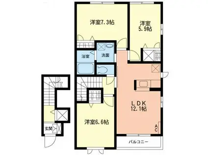 スカイ湘南(3LDK/2階)の間取り写真