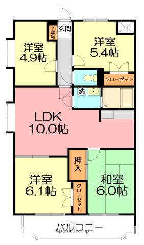 ウィスタリアⅡ(4LDK/1階)の間取り写真