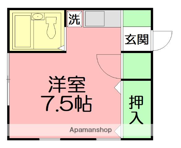 パラシオン茅ヶ崎(1K/2階)の間取り写真