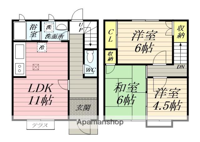 テラス国府(3LDK)の間取り写真
