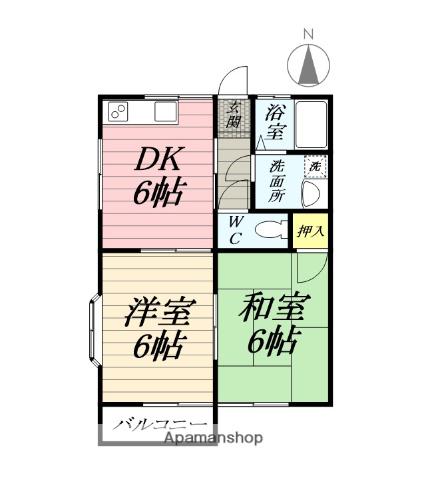 レジデンス小林河内(2DK/2階)の間取り写真