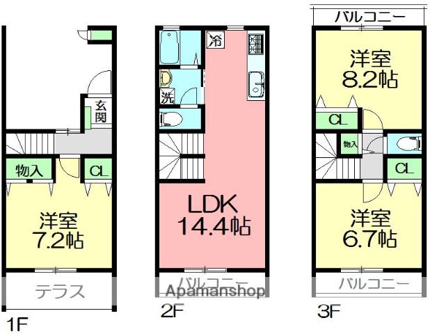 テラスフジケン(3LDK)の間取り写真