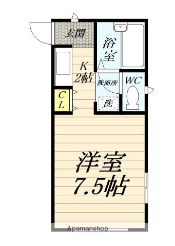 ユピテルハウス(ワンルーム/1階)の間取り写真