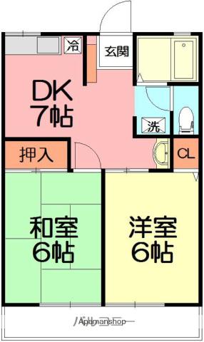 アバンセ湘南(2DK/2階)の間取り写真