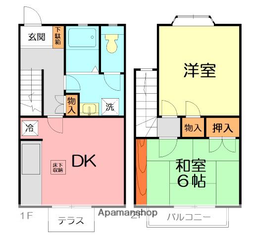 観音テラス(2DK)の間取り写真