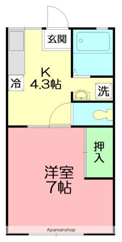 メゾンイシガミ(1K/2階)の間取り写真