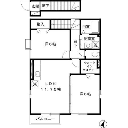 サンモールハウス(2LDK/2階)の間取り写真