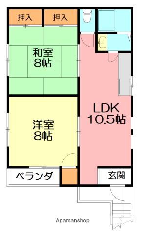 ライオン堂アパート(2LDK/2階)の間取り写真