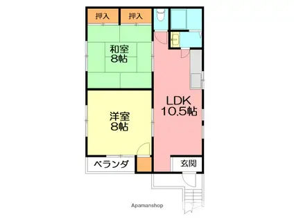 ライオン堂アパート(2LDK/2階)の間取り写真