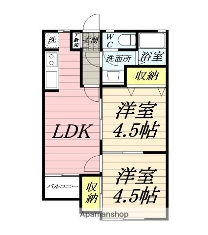 ロードリーT・Ⅰ(2LDK/2階)の間取り写真