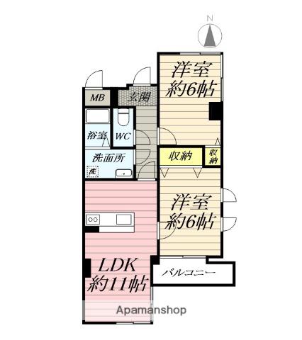 メゾンM.K(2LDK/3階)の間取り写真
