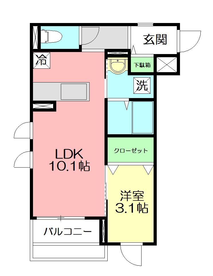 レオパレスハイム越路(1K/1階)の間取り写真