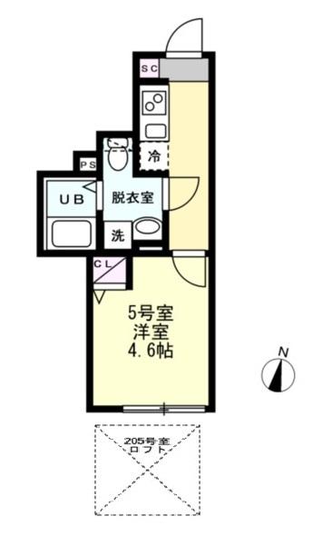 INSIDEGROVEEVE(1K/2階)の間取り写真