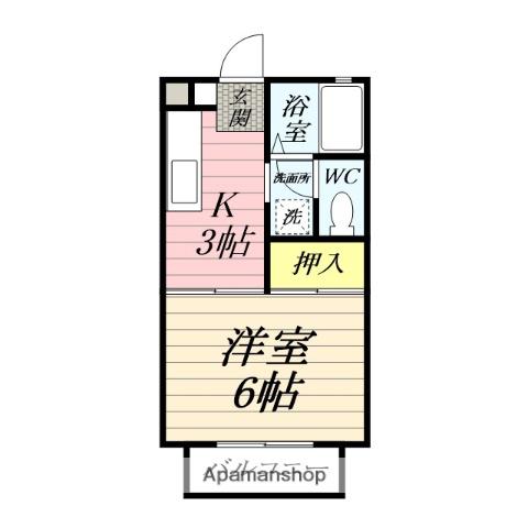 メゾンOKUTSU B(ワンルーム/2階)の間取り写真