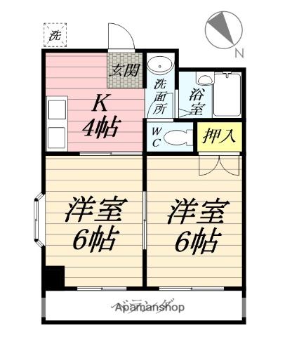 ステラ湘南平塚(2K/2階)の間取り写真