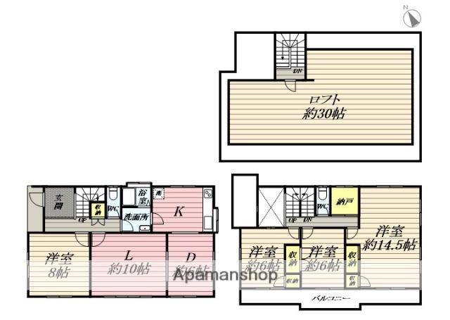 江ノ島電鉄 柳小路駅 徒歩15分 3階建 築46年(4SLDK)の間取り写真