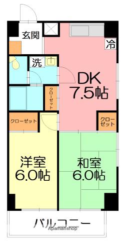 第一髙橋マンション(2K/4階)の間取り写真