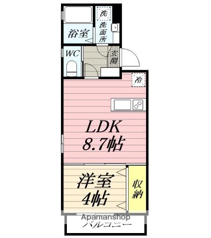GLANDEAR鎌倉(1LDK/4階)の間取り写真