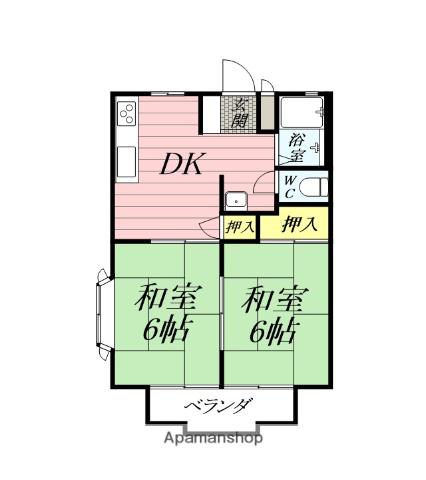 ブルーハイム(2DK/2階)の間取り写真