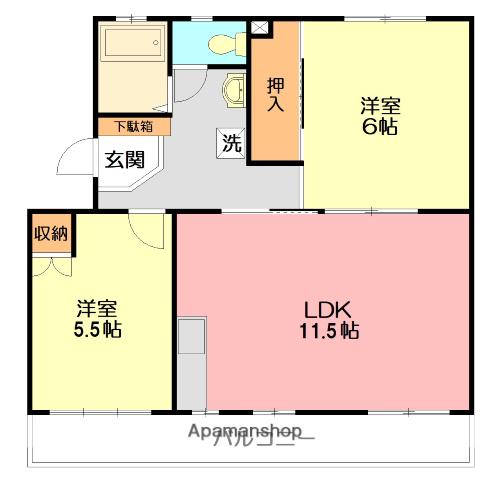 サンパレス林(2LDK/1階)の間取り写真