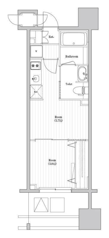 TOPAZ本厚木(1DK/4階)の間取り写真