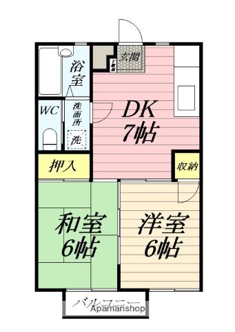 コーポヤマザキ(2DK/2階)の間取り写真