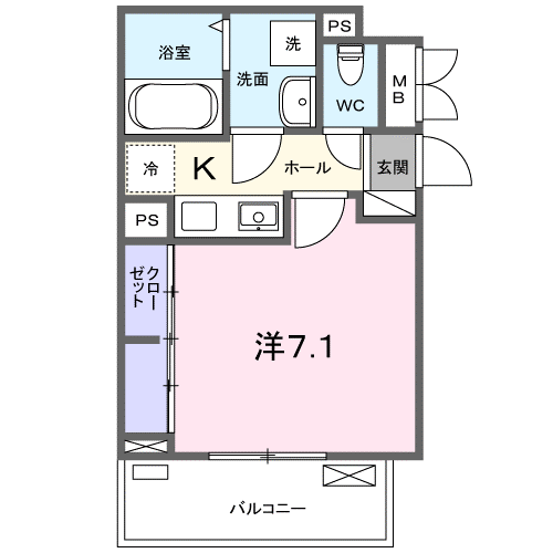 グレイスコート鎌倉(1K/2階)の間取り写真