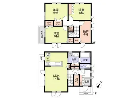 相模鉄道本線 瀬谷駅 徒歩29分 2階建 築1年(3SLDK)の間取り写真