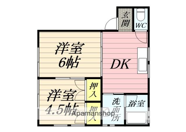 霞ハイツ(2DK/2階)の間取り写真