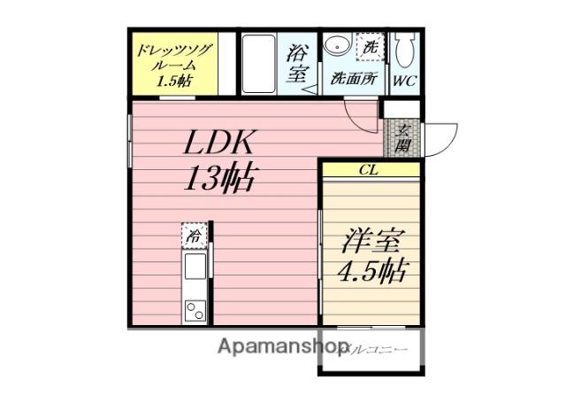 ETSUBO長後(1LDK/2階)の間取り写真