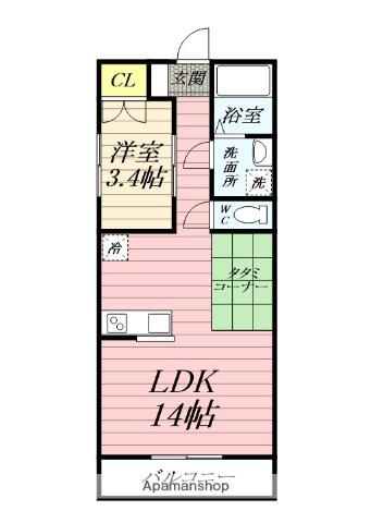 ETSUBO長後(1LDK/2階)の間取り写真