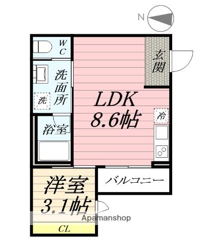 シーキューブ東海岸南(1LDK/2階)の間取り写真
