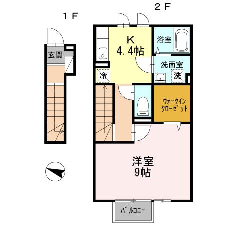 アーク・ヒルズ(1K/2階)の間取り写真