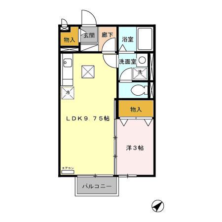 モナリエ飯泉(1LDK/1階)の間取り写真