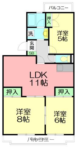 サンパレス湘南Ⅲ(3LDK/1階)の間取り写真
