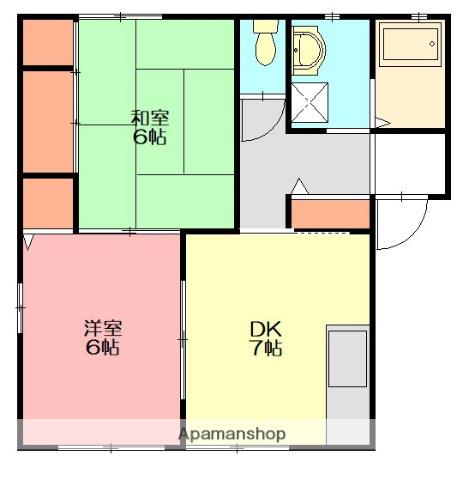 サンビーチ湘南C(2DK/1階)の間取り写真