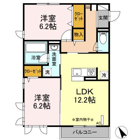 ベーチェル湘南(2LDK/2階)の間取り写真