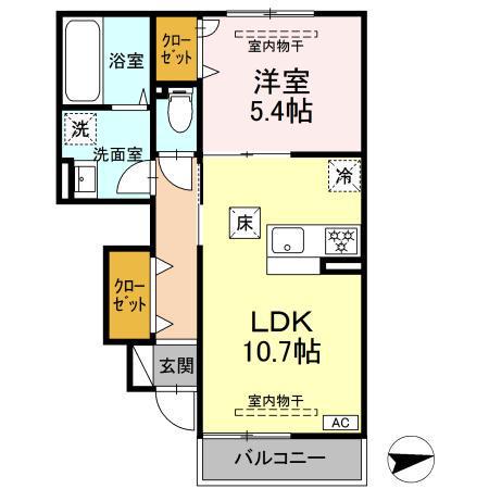 ホワイト キャッスル(1LDK/1階)の間取り写真