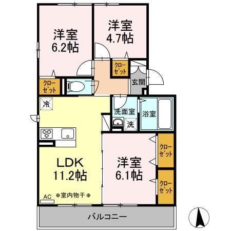 ルーデンス湘南Ⅱ(3LDK/3階)の間取り写真